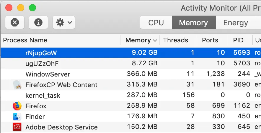 MacBook showing suspicious pop-ups and signs of unwanted activity
